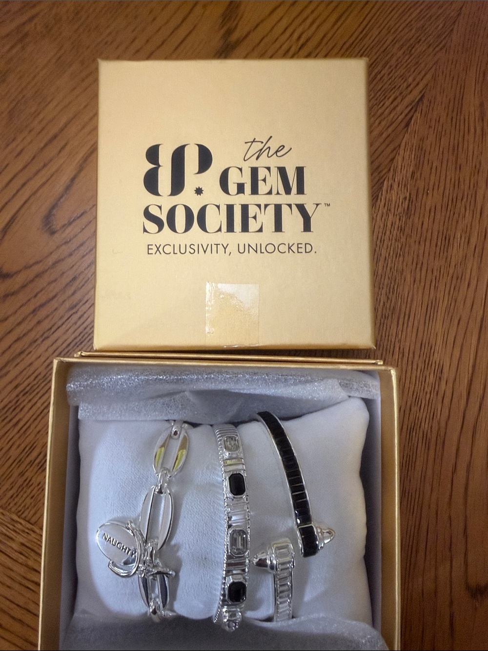 The Gem Society Silver and Black Bracelet Set